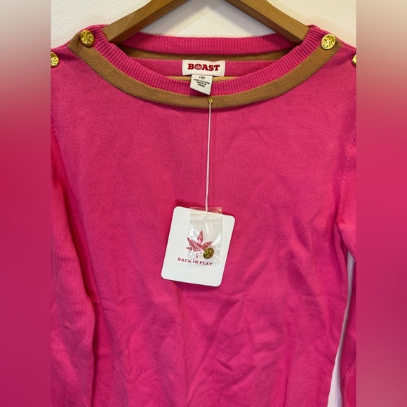 Boast women’s pink knit sweater tennis wear pot leaf size medium 100% cotton - Picture 5 of 8